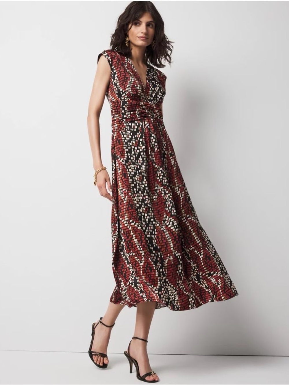 White House Black Market cap sleeve midi dress